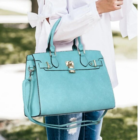 Birkin LookALike Handbag in Tiffany Blue - Picture 12 of 16